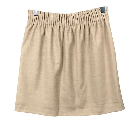 J. CREW Mini Skirt City Sidewalk Pleated Camel Tan Khaki sz 2 Wool Stretch - Picture 7 of 10